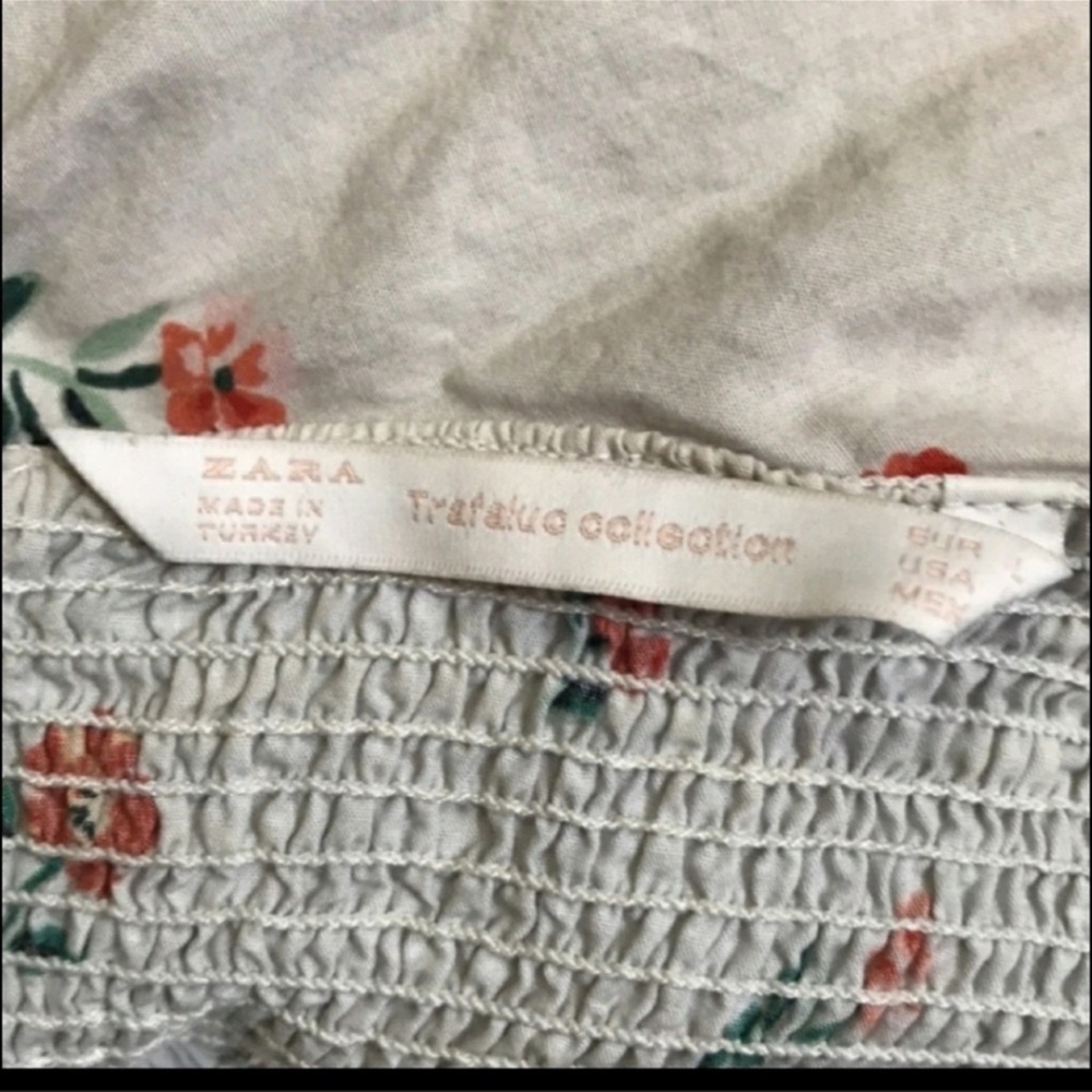Zara Cream Floral Ruffle Trim Tube Top L - Picture 8 of 8
